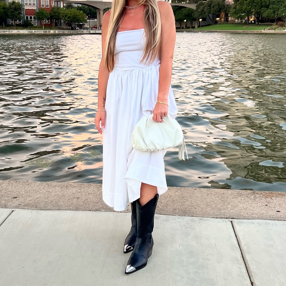 Free people Strapless Midi White Dress